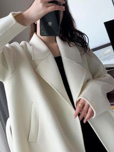 Calças UXCQ Mulheres elegantes casaco de lã oversize Solid Manga Longa Outerwear
