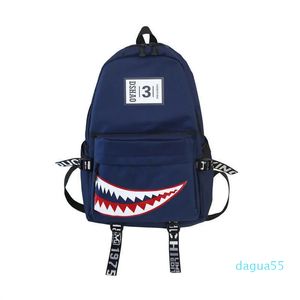 Street-Trend-Rucksack Herren-Version, kreativer Hai-Mode-Schultasche, Freizeit-Rucksack für Gymnasiasten