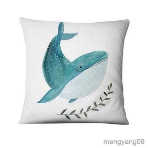 Cuscino / Decorativo Cartoon Whale Custodia stampata Nordic Marine Cuscino Decorativo Home Decor Divano Throw s Home Decoration R230727