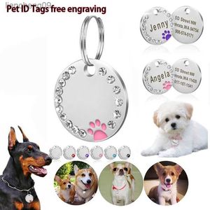 Pet Kimlik Etiketleri Ücretsiz Gravür Pet Anti-Lost Yaka Kolye Kişiselleştirilmiş Kişiselleştirilmiş Köpek Adı Etiketi Kedi Rhinestone Dekorasyon Özelleştirilmiş Ürün L230620