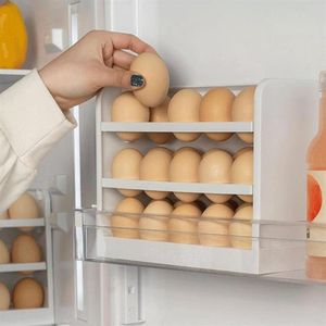 Depolama Şişeleri Kavanozlar 30 Yumurta Üç Katman Yaratıcı Flip Yumurta Buzdolabı Organizatör Konteyner Ev Mutfak Taze Raf Dro263D