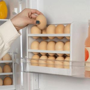 Bottiglie di stoccaggio Vasetti 30 uova Tre strati Creativo Flip Egg Box Frigo Organizer Contenitore Cucina domestica Mantieni fresco Rack Dro263d