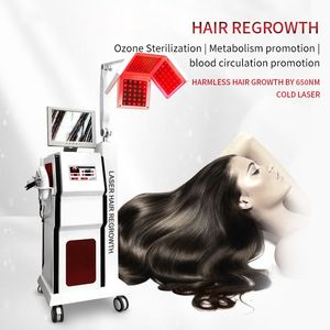 Máquina de crescimento de cabelo profissional Laser de diodo 650nm equipamento de terapia de crescimento de cabelo analisador de tratamento de couro cabeludo