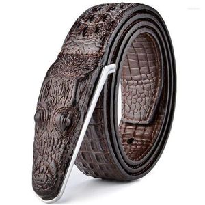 Belts Leather Designer Men's Belt Crocodile Skin Genuine Alligator Strap Head Real Cowhide