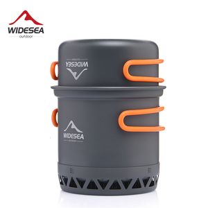 Cozinha de acampamento Widesea Camping 1.3L 2.3L Panelas Conjunto de cozinha ao ar livre Fogão de calor Panela de viagem Panela Chaleira Utensílio turístico Equipamento 230726