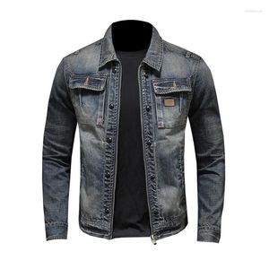 Giacche da uomo Giacca con cerniera personalizzata Moto Denim Risvolto Moda retrò taglia europea