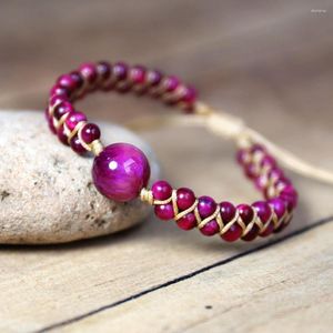 Charm Bracelets Natural Stone Warp Bracelet Tiger Eye Beads String Braided Handmade DIY Yoga Bangle Women Men Jewelry