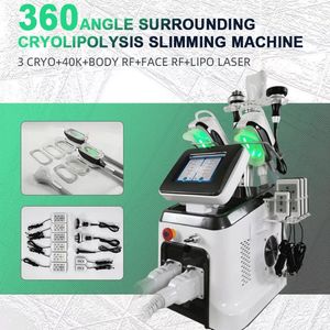 High Technology 360 Vinkel som omger CryolipolyS Slant Machine Cryo+Lipo Laser+40K Cavitation+RF Double Chin Borttagning Fettfrysning Salong Användningsmaskin