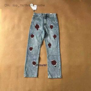 Men's Jeans Designer Make Old Washed Chrome Straight Trousers Heart Prints for Women Men Long Style 2023 Sweatpants Pants Hot Styledxqd 4 CUKO