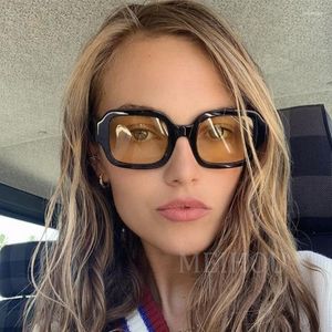 Sunglasses Cool Vintage Square Women Fashion Yellow Sun Glasses Female Ins Colorful Shades UV400