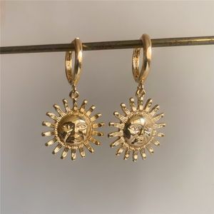 Ohrstecker Sonnenohrringe Boho Hexengeschenke Witchy Goldfarbener Anhänger 230726