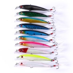 الطعوم السحر 100pcs باس بيك الصيد إغراء 7.2g 9cm Minnow Wobblers الطعم الصلب مع خطاف الريشة ISCA الطعم الاصطناعي Pesca الصيد معالجة 230727