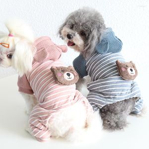 Dog Apparel Striped Design Suit Ropa Gato Autumn And Winter Est Green Pink Colors Four-legged Pet Overalls Clothing