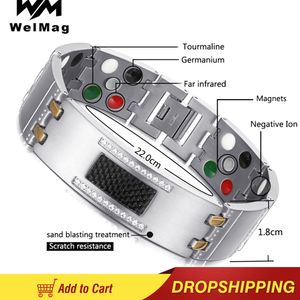 Bangle Welmag Fashion Exquisite Crystal Magnetic Bracelets Bangles for Men Germanium Tourmaline мужчина -здоровье ювелирное браслет 230726