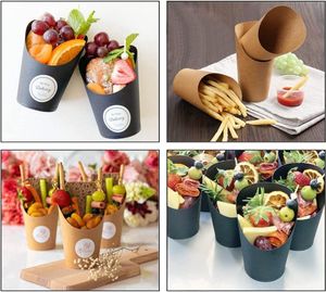 Boxes 50 Set 14oz Disposable Charcuterie Cups, Kraft Paper French Fries Holder for Waffles, Chips, Popcorn or Party Treats