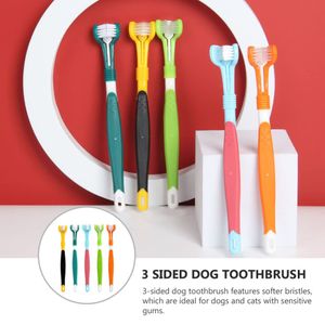 3-Sided Dog Toothbrush Pet Cleaning Mouth Brushes Cat Dental Care Brushes for Most Pets Dogs Different Teeth and Mouth Shapes Comfortable to Hold