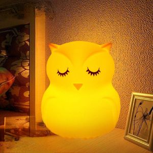 Novelty Items LED Cute Silicone Owl Lamp Night light Touch Sensor Remote Control 9 Colors Rechargeable Bedside Cartoon for Kid Bedroom 230727