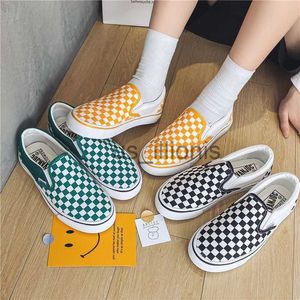 Klänningsskor 35-44 Big Size Black White Plaid Canvas Shoes for Women 2023 Flat Casual Shoes Unisex Summer Female Loafers Ladies Lazy Sneake J230727