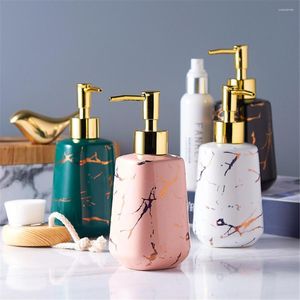 Liquid Soap Dispenser Bathroom Shower Gel Shampoo Bottles 300ml Hand Sanitizer Press-type Empty Bottle Simple Marbled Pattern Ceramic