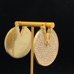 Guld inlagd med kristalllättnad Hoop Huggie Round Big Circle örhängen, smyckesdesigners för kvinnor Designar lyxtemperament öronspänne, bankett, fest, gåva