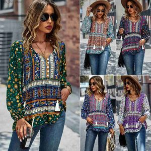 Women's Blouses Shirts Bohemian Leisure Holiday Top Spring and Autumn Seasons New Shirts T230727