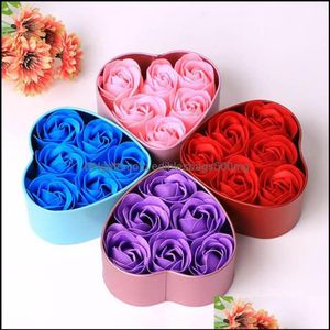 Coroas de flores decorativas Suprimentos festivos Home Garden 6Pcs Perfumado Pétala de Rosa Banho Sabonete Corporal Flor Presente Festa de Casamento Favor Wi267r