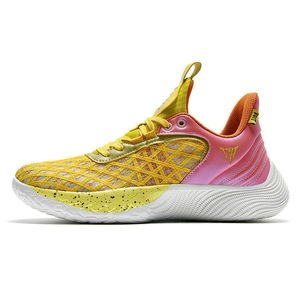 Mens Lightweight Running Shoes Youth Breattable Sneakers Youth Basketball Trainers Yellow Pink Size 38-45