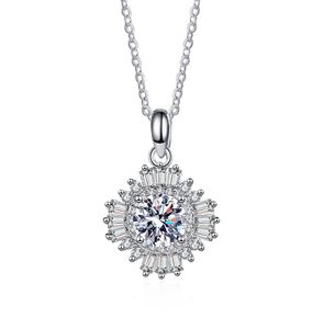 Moissanite Square Pendant Necklace D Color VVS1 Pure S925 Sterling Silver for Women Wedding Fine Jewelry