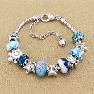 2023 Najnowsze wykwintne bransoletki wisiorek stworzone dla Lady Blue Glazed Zhuhai Ocean Series Bracelets, Starfet Turtle Beads Regulowane bransoletki