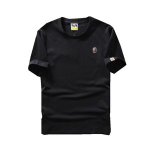 Abathing Ape Shirt Sommer Herren Casual Stickerei Einfarbige Basis Kurzärmeliges schwarzes T-Shirt Weiß