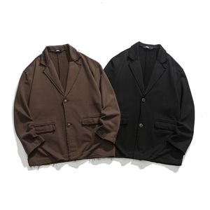 Mens Suits Blazers unisex kläder Solid Color Lose Casual Jack vår Autumn Warm Fashion Street 100% Pure Cotton Sticked Top 230726