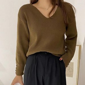 Women's Sweaters Knitted Pullover Women V Neck Long Sleeve Tops Casual Loose Basic Outwear Sweater Pull Femme Pullovers Mujer Jumper