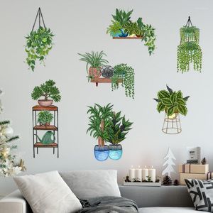 Flores decorativas planta verde decalque de parede removível 3D adesivos de arte descascar e colar pôster para cozinha casa de fazenda quarto sala de estar