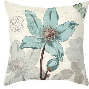 Kudde/dekorativ anpassningsbar Cover Cushion Home Dekorativ omslag Retro Flower Soffa Cover Cushion