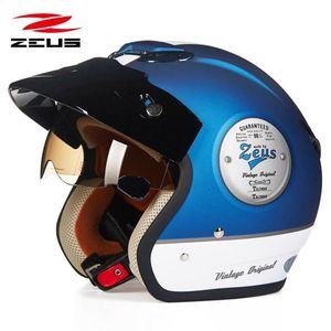 ZEUS 381c Retro Half Face Motorradhelm Roller Capacete offenes Vintage-Gesicht 3 4 Helm Elektrolokomotive Motorrad1810