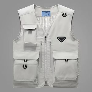 Herrväst designer herrrock sommarväst utomhus sport avslappnad multi-pocket multifunktion v-hals väst mode kvinnors kappväst