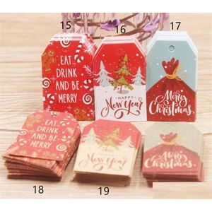 Noel Dekorasyonları Yeni Festival 5x3cm 100 PCS Merry Tags Kraft Paper Card Hediye Etiket Etiketi Diy asmak sargı dekoru bırak dağıtım Home Gard Dhinq