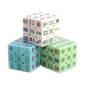 Decompression Toy 5.7CM Mahjong Speed Magic Cube Puzzle Luminous Rotation Cubos Magicos Children Educational Toys Anti Stress 3x3x3 Digital Cube HKD230727
