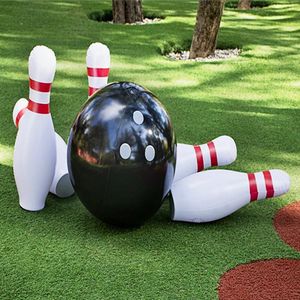 Balls 1Set PVC White Portable Kids Inflatable Bowling Suit Game Toy Ball for Outdoors Home Holiday Entertainment Product 230726