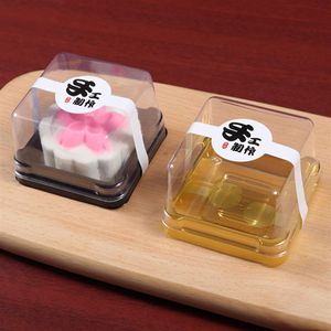 新しいカップケーキキャリア100pcs50セット5 8 5 8 4 cmミニサイズ透明なプラスチックケーキボックス