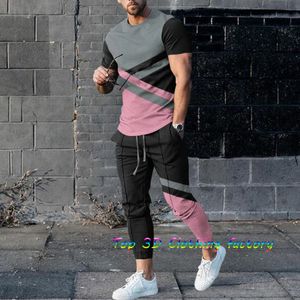 Mens Tracksuits Summer Men Set Tracksuit T Shirt Pants 2 Piece Suits Fashion Casual byxor Överdimensionerade mankläder Jogging Sports Outfits 230727