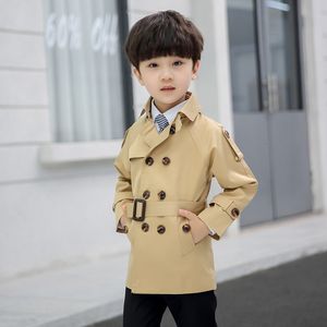 Tench Coats Spring Boys Coat 고품질 패션 더블 가슴 견해 견입기 어린이 트렌치 재킷 어린이 겉옷 230726