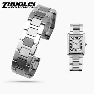luxurious 316L Stainless Steel bracelet For TANK solo wristband high quality brand watchband 16mm 17 5mm 20mm 23mm silver color303G
