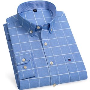 Mens Casual Shirts Long Sleeve Plaid Lapel Style Fashion Shirt for Man 230726