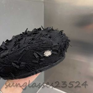 Boina de tecido trançado, borda de pele lavada, preto e branco, circunferência da cabeça 57cm, bolsa de luxo de design, versão alta design alto 209537