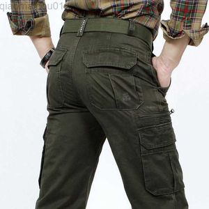 Men's Pants Brand Men Cargo Pants Army Green Multi Pockets Combat Casual Cotton Loose Straight Trousers Military Tactical pants L230727