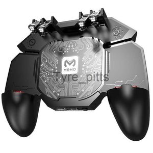 Spelkontroller Joysticks Mobiltelefon Cooler Fan Game Controller Grip för PUBG Metal 6 Finger Trigger Joystick DL88 Gamepad för iOS Android Mobiltelefon X0727