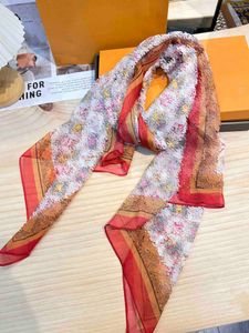 Designer Scarf Chiffon Jacquard Womens Scarves Double-Sided Color-blockerande fransade kanter Size 180cmx70 cm med presentförpackning