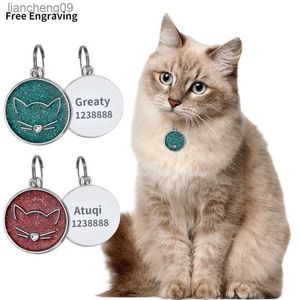 Personalized Cat Face Badge Dog Anti-lost Name Customized Address Tags For Cat Medal With Engraving Puppy Kitten Accessories L230620