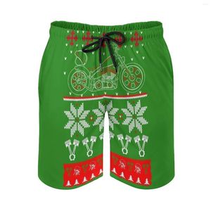 Men's Shorts Santa Motorcycle-Ugly Christmas Sweaters T Shirts Beach Swim Trunks With Pockets Mesh Lining Surfing Anta